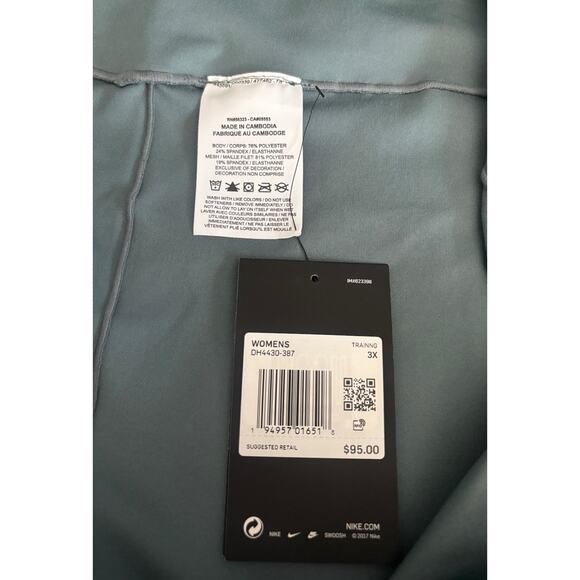 Nike One Tight Performance Leggings, Color Blue Green, Women Plus Size 3X - Picture 9 of 13